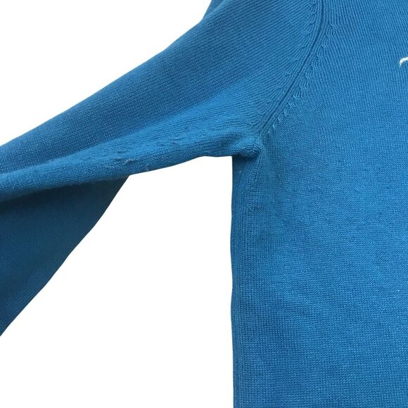 BCBGMaxAzria Blue Hooded Zip-Up Sweater Embroidered Letters Studded Size L Y2K - Picture 7 of 10